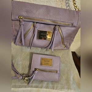 Nicole Miller Purple Shoulder Bag with Gold Accents